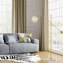 Zhongshan cheap living room glass shade golden corner floor lamp